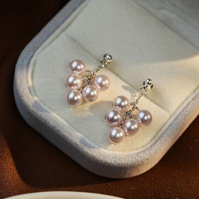 Серьги с бахромой из розового жемчуга, простые, роскошные, универсальные, нишевые, модные, темпераментные