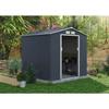 Abri de jardin en métal 4,07 m² - 213 x 191 x 195 cm - MARS -Kit d'ancrage inclus, 2 portes coulissantes - Gris
