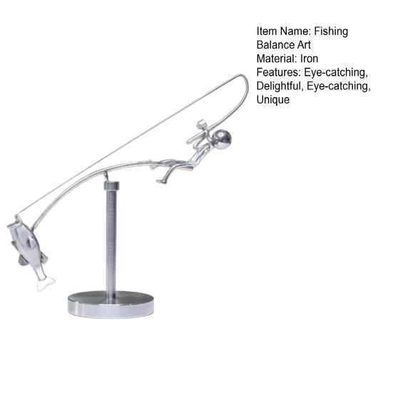 Кинетическая Рыбацкая Скульптура Скульптура Рыбака Балансирующая Металлическое Искусство Баланса Рыбак Домашнее Украшение для Дома Офиса Настольный Декор