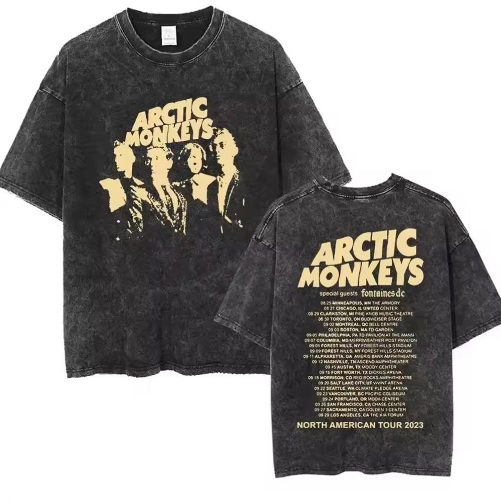 SOVOB Новинка в топах Футболки Ретро Рок Arctic Monkeys Музыкальный альбом Графическая пара Винтажная потертая футболка с коротким рукавом