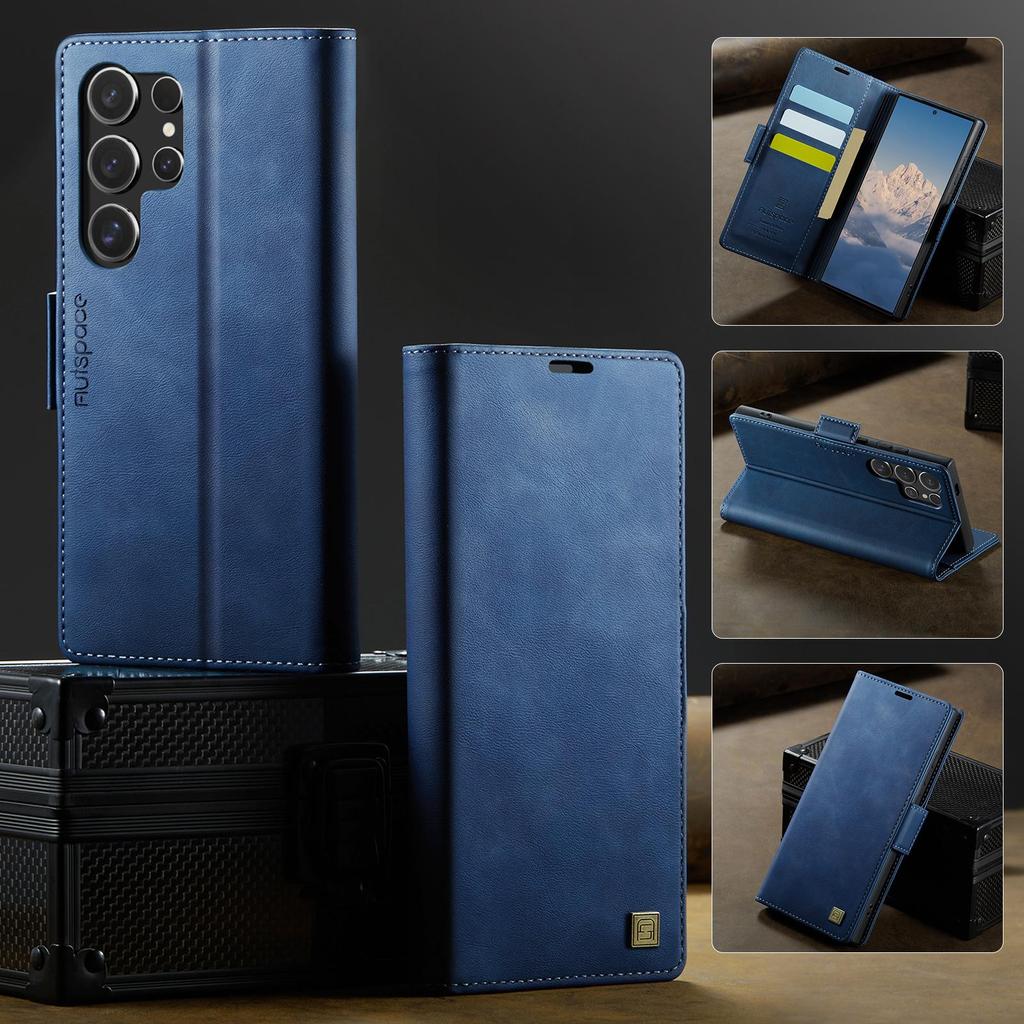 Роскошный Ретро Чехол-кошелек для телефона из коровьей кожи с подставкой-книжкой для iPhone 17 16 15 Pro Max Samsung S25 S24 Ultra Redmi Note 14 13 с магнитным слотом для карт и откидной крышкой