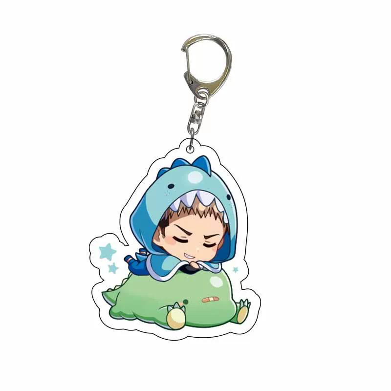 Attack on Titan Transparent Acrylic Keychain, Reiner Levi Eren Mikasa Student Bag Pendant