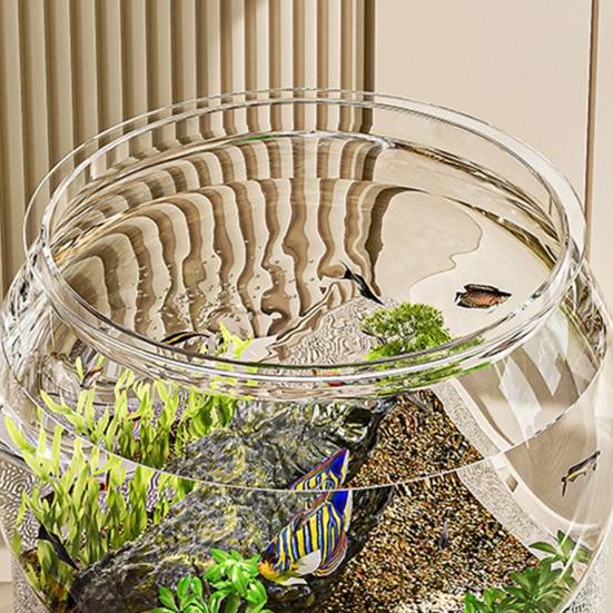 Clear Fish Bowl for Betta Fish Golden Fish Turtle Plastic Betta Fish Tank Desktop Round PET Aquarium for Home Office Decor