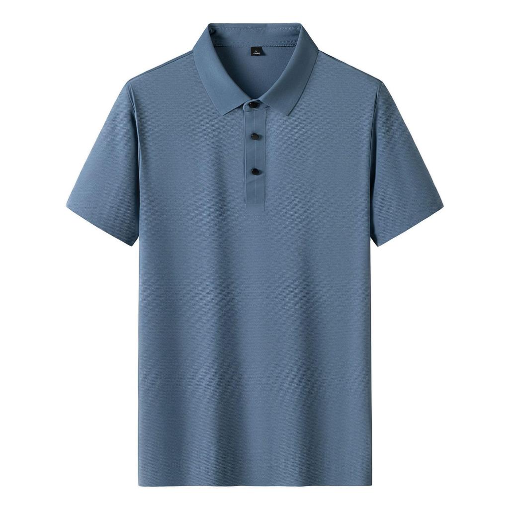 Men's Trendy Seamless Ice Silk Polo Shirt - Short Sleeve, High Quality, Lapel Design for Summer