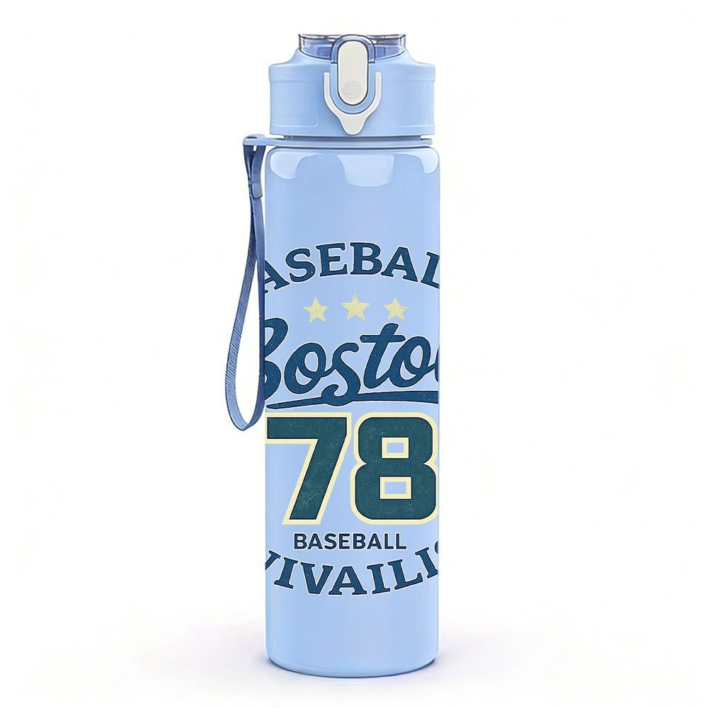 1PC Boston Baseball 750ml Color Plastic Sports Water Bottle Leakproof Flip Straw Lid Suitable for Sports Office Home Use