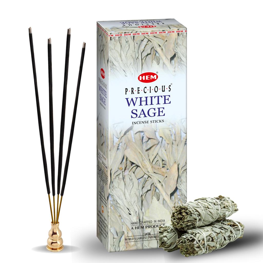HEM White Sage Incense Sticks 100 Sticks Natural Air Purifying Aromatherapy Calming and Cleansing Scent Ideal for Meditation and Relaxation -