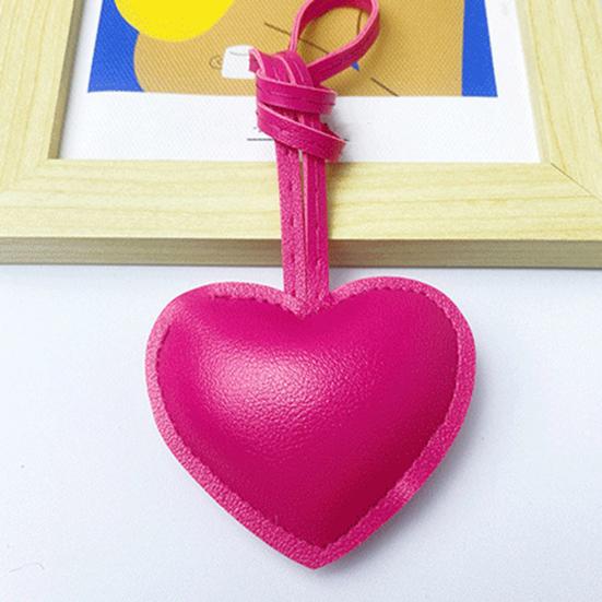 Bag Pendant Heart Shape Imitation Leather Keychain Vibrant Color Bag Decor Charm Bag Car Key Accessory