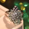 Роскошное преувеличенное серебряное цветное блестящее белое каменное фианитовое стекируемое цветочное кольцо для помолвки невесты обручальное кольцо большое широкое ювелирное изделие