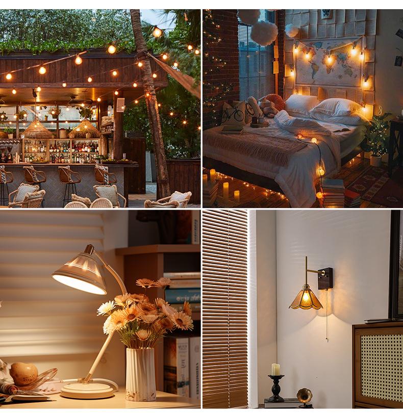 Пластиковые лампочки G40: Рождественское украшение, круглые шары, европейский и американский стандарт, 110-220 В, гирлянда с 25 запасными лампочками.