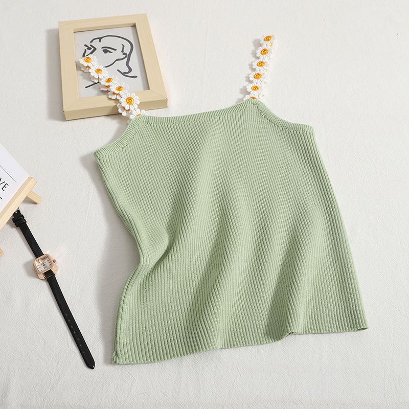 Летний милый цветочный жилет-камисоль для женщин, облегающий, внутренний и внешний короткий трикотажный топ для студентов