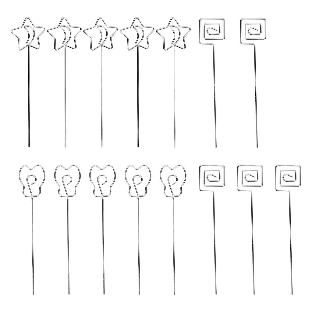 15pcs Table Number Holder Cute Shape Electroplating Process Practical Photo Stand for Office Anniver