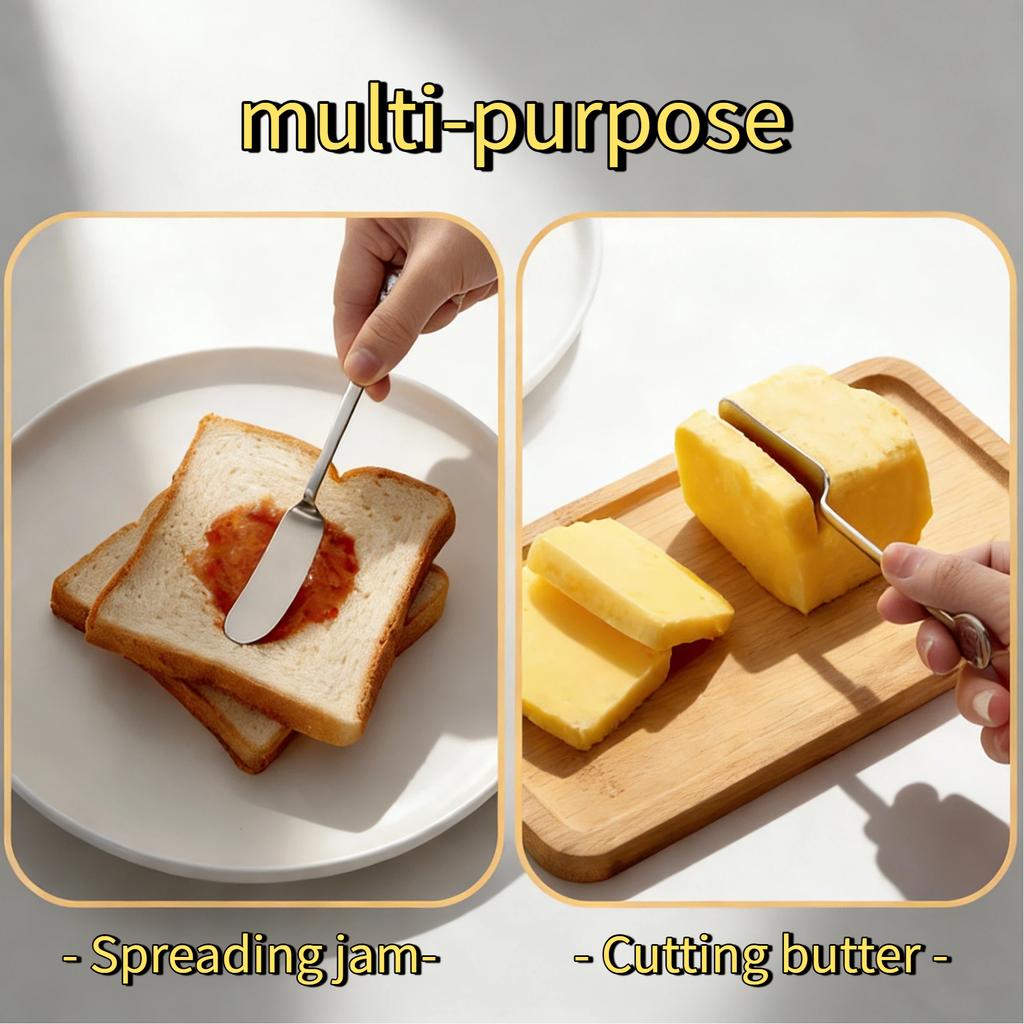 1/2PCS 316 Stainless Steel Butter Knife Cute Long Handle Bread Jam Knife Cream Spreader Cheese Cutter Tableware Kitchen Gadget