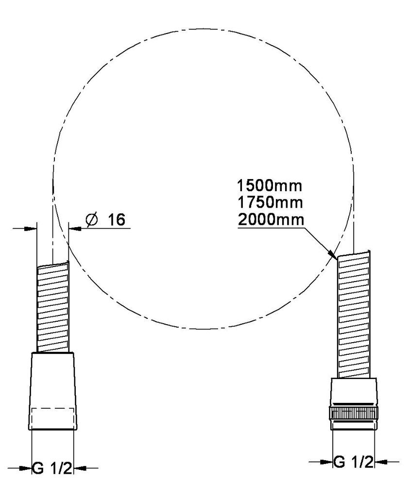 Душевой шланг GROHE Metaflex 1/2" 2000мм (Смола Снаружи) 2841300J