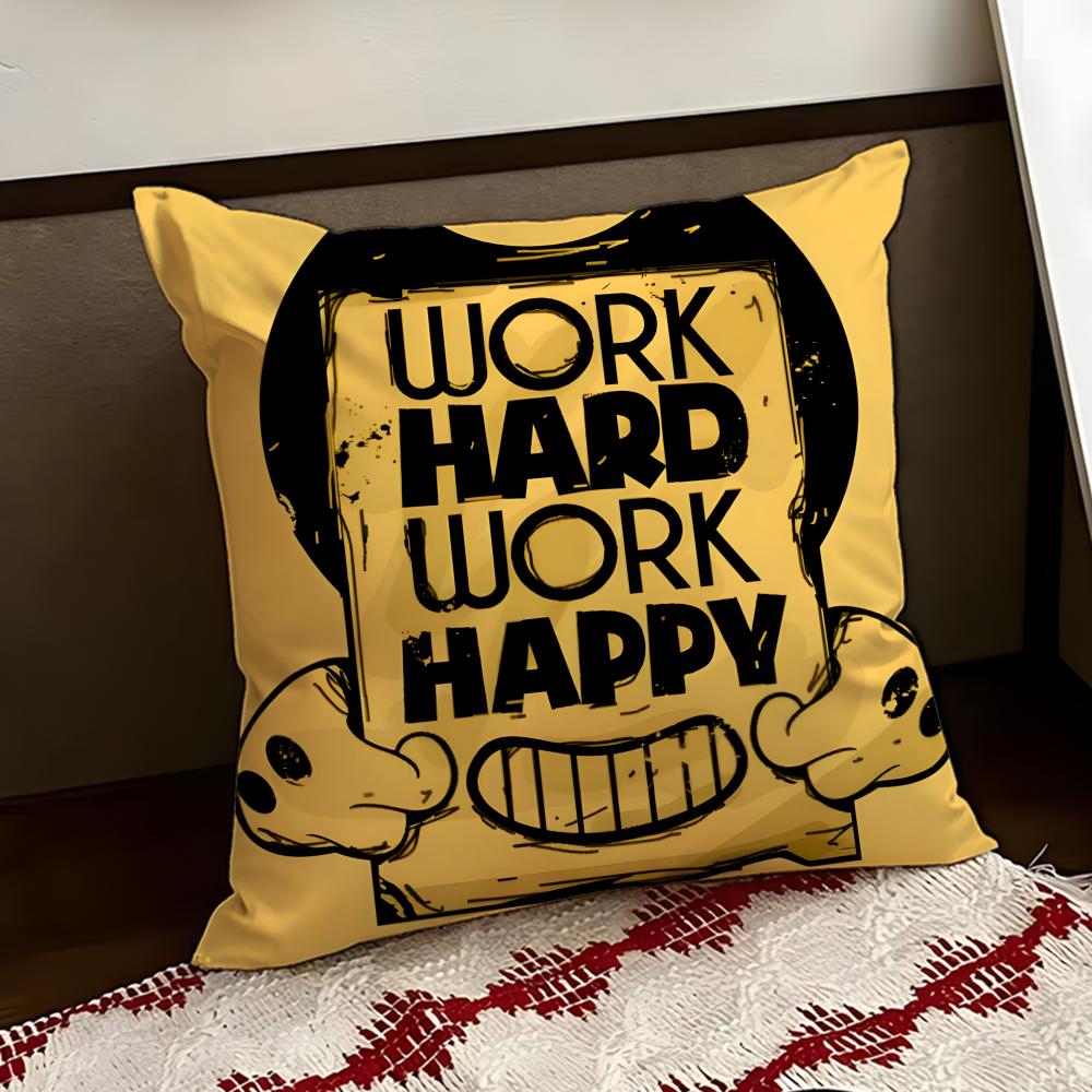 BBendy and Tthe Ink MMachine Cushion Cover Reversible Soft Durable Pillow Cover Home Car MultiScene Use for Daily Comfort