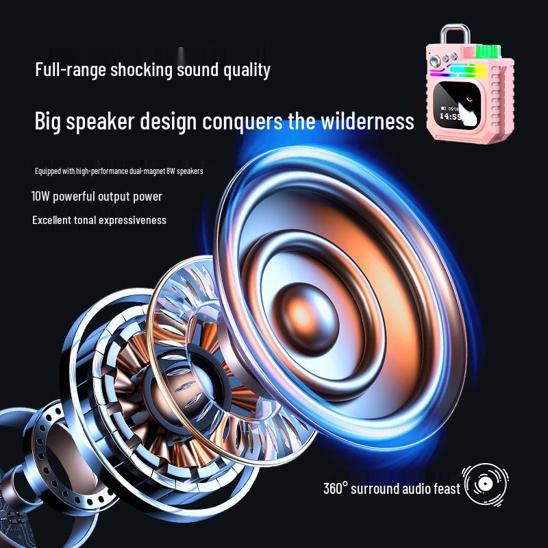 Bluetooth-динамик с сенсорным экраном, стерео Hi-Fi, отображение текста песни, будильник и функция звонка