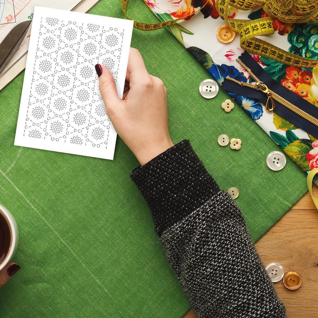 108Pcs Sashiko Embroidery Pattern Set Stabilizers Water Soluble Embroidery Transfer Stencils Stabilizers Embroidery Paper Stick