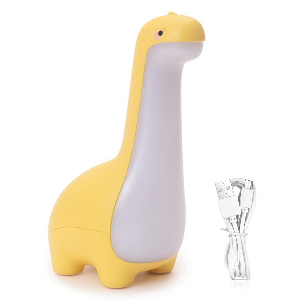 Dinosaur Night Light for Kids - USB Rechargeable LED Nursery Lamp with 3 Colors, Cute Cartoon Bedside Feeding Light & Sleep Aid