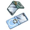 Подходит для мобильного телефона со складным экраном Samsung Zflip7, Модный чехол с вращающимся валом, Полностью закрывающий корпус с кольцом для пальца, Беспроводной, Матовый защитный чехол-скин