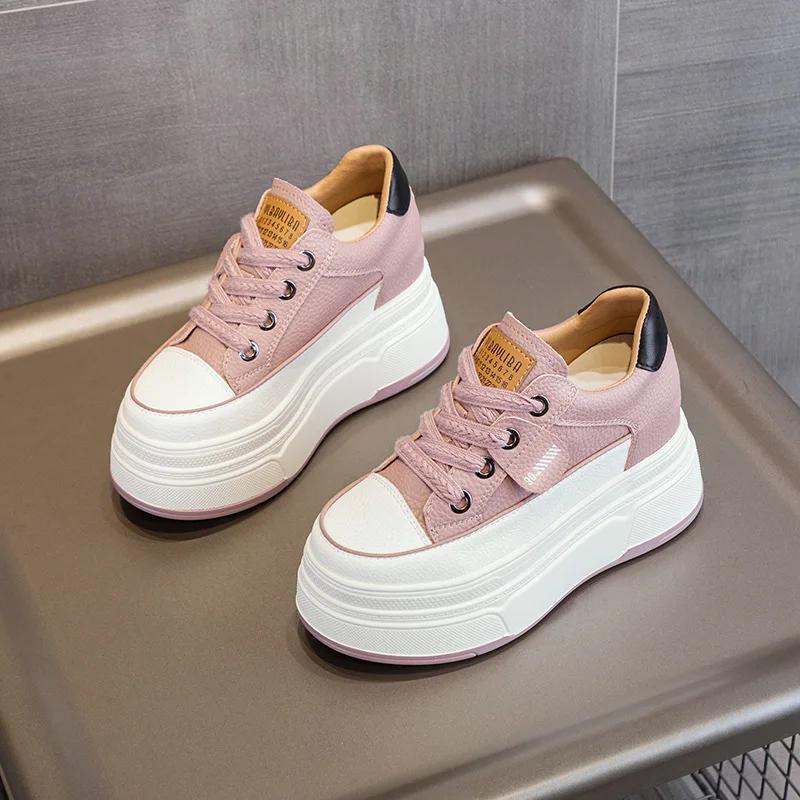 9 см натуральная кожа платформа кроссовки танкетка обувь для женщин дышащие кроссовки осенняя повседневная обувь скрытый каблук zapatillas mujer