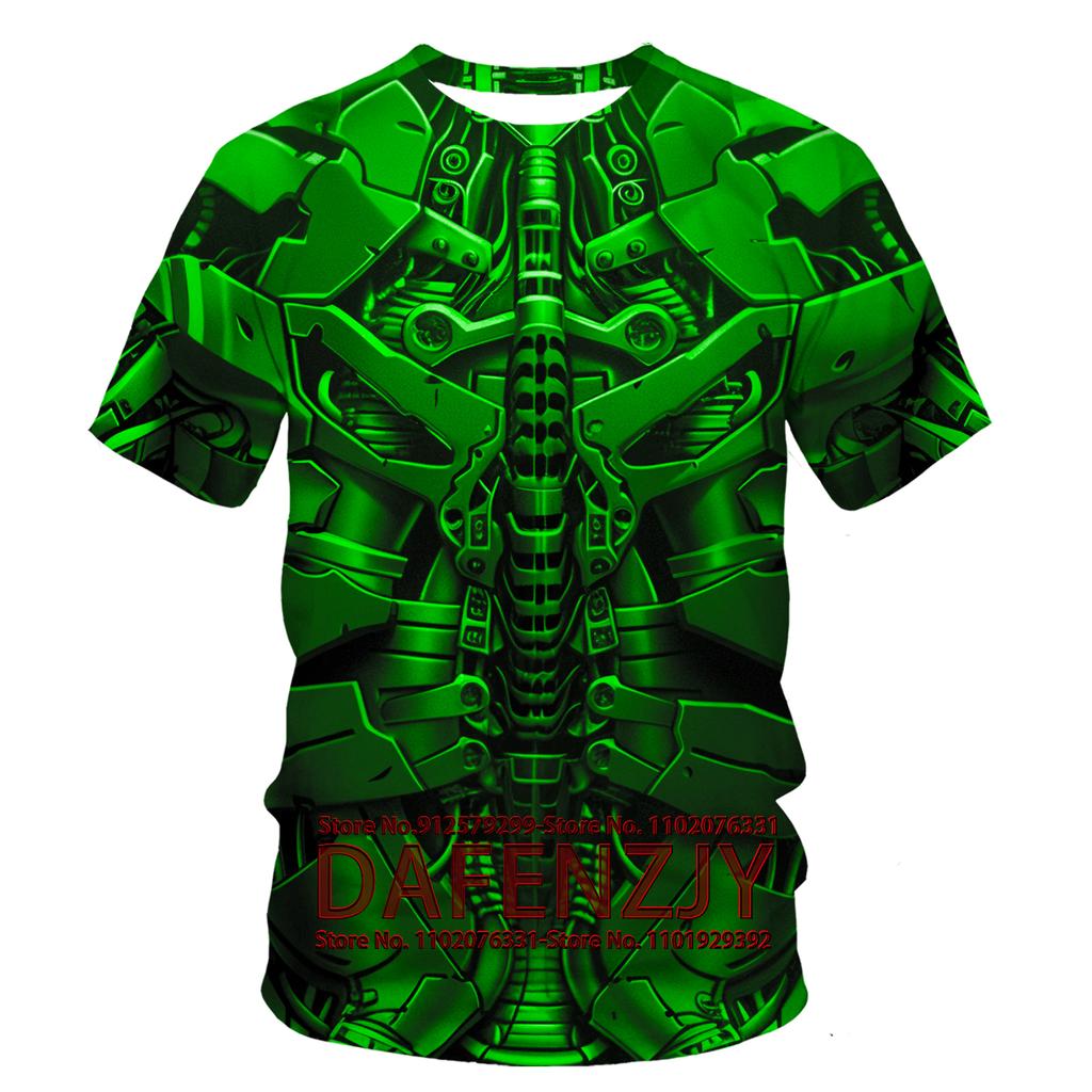 Summer Round Neck 3D Mechanic Printed Top Fashionable Casual Short Sleeved Men's T-shirts