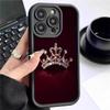 Красный чехол-книжка с золотой короной и канавкой для iPhone 14/15/16/17 Pro Max