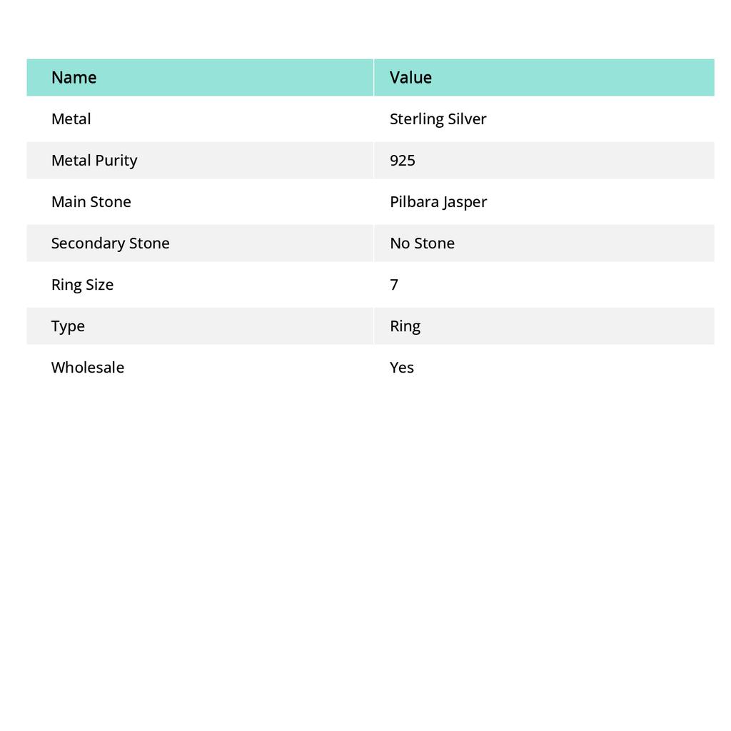 Natural Pilbara Jasper Gemstone 925 Sterling Silver Jewelry Ring Size 7 L9W00