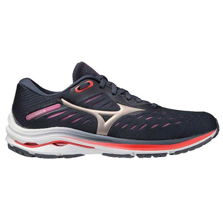 Mizuno Wave Rider 24 Темно-красные женские кроссовки Сине-белые J1GD200343