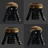 Autumn Winter Woman Fur Collar Hooded Jacket Coat Fashion PU Leather Zipper Coat