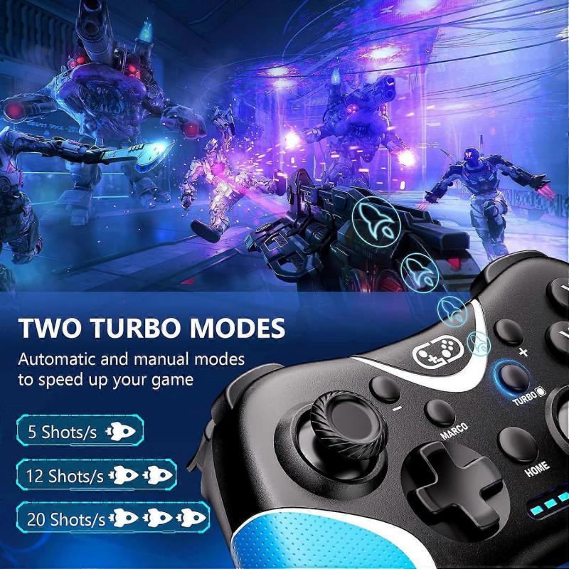 Wireless Nintendo Switch Controller with Programmable/Vibration/Turbo Compatibility with Nintendo Switch/Lite/OLED/Windows PC(Red Blue)