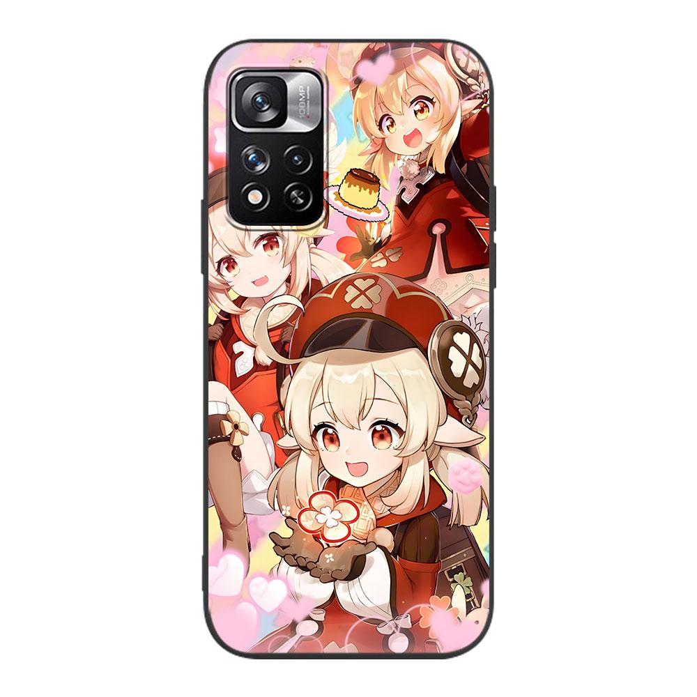 Чехол Klee Genshin Impact для Xiaomi Redmi Note 8 10 10S 11 9 11S 7 12 Pro Plus 12S 9S 8T 11E Pro 11T Мягкий черный чехол для телефона из ТПУ