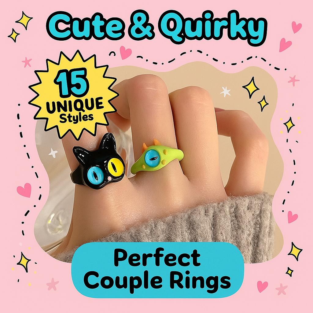 Новые милые зеленые кольца-монстры для женщин, модные милые двухцветные кошачьи глаза, открытые парные кольца, свадебные аксессуары для пальцев, ювелирные изделия