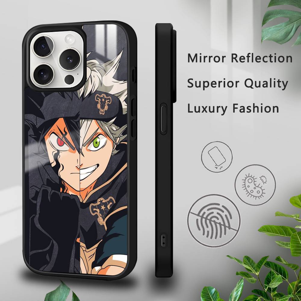 Anime B-Black C-Clover Phone Case For iPhone 16 15 14 13 12 11 Pro Xs Max Mini Plus Celulares Hard Funda