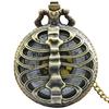 Hollow Fishbone Shaped Quartz Pocket Watch Vintage Necklace Chain Clock Gifts for Men Women