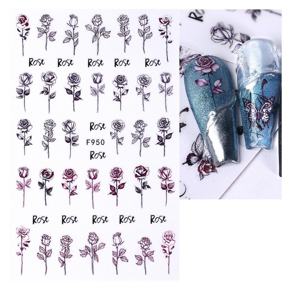 Nail Sticker 3D Liner Dark Butterfly Skull Flower Transfer Beautiful Decals Decoration Nail Art Accessories DIY Design