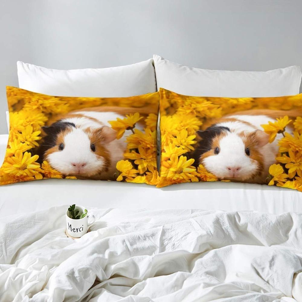 Guinea Pig  Bed Linen,Microfibre Bedding Sets, Children's Bed Linen with Cute Mouse for Teenagers  Adult 3-Piece  with Zip