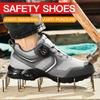 Fashion Anti-slip Safety Shoes Men Steel Toe Sneaker Puncture Proof Rotary Button Safety Work Boots Man Sport Work Shoes Anti-smash