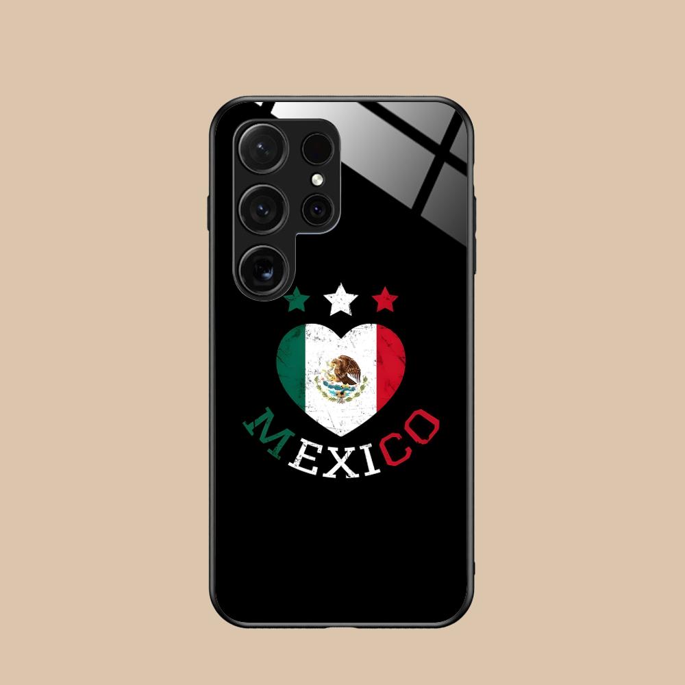 Mexico Flag Mobile Cell Phone Case for Samsung Galaxy S26 S25 S24 S23 S22 S21 S20 Note20 Plus FE Ultra Glass Colorful Cover