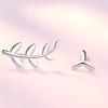 Womens Vintage Korean Fashion Elegant Anti-allergy 925 Silver Plated Mini Simple Tree Leaf Style Ear Stud Earrings Female Ear Jewelry Gifts
