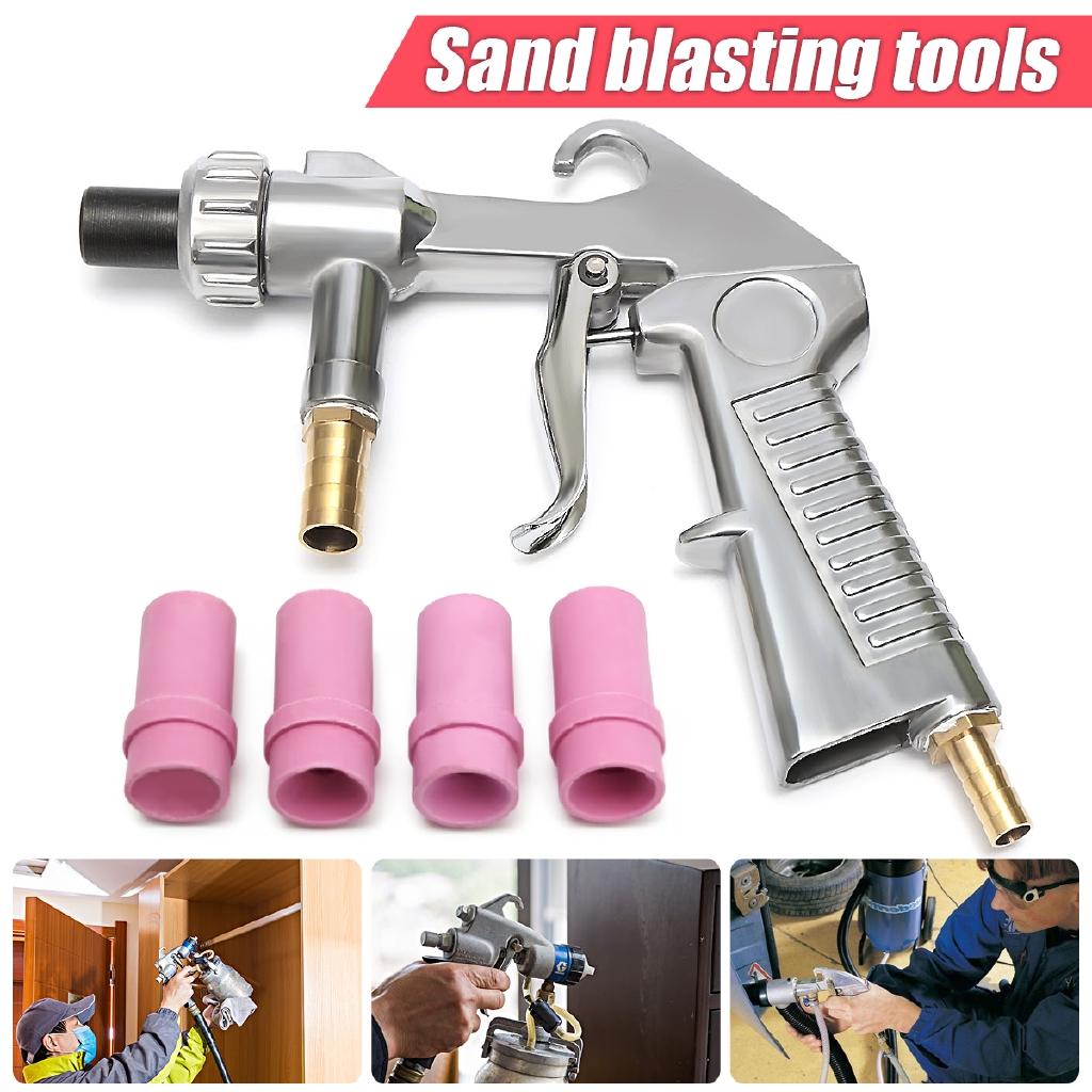 Sandblaster Air Siphon Feed Blast Nozzle Ceramic Tips Abrasive Sand Blasting with 4pcs Ceramic Nozzles Abrasive