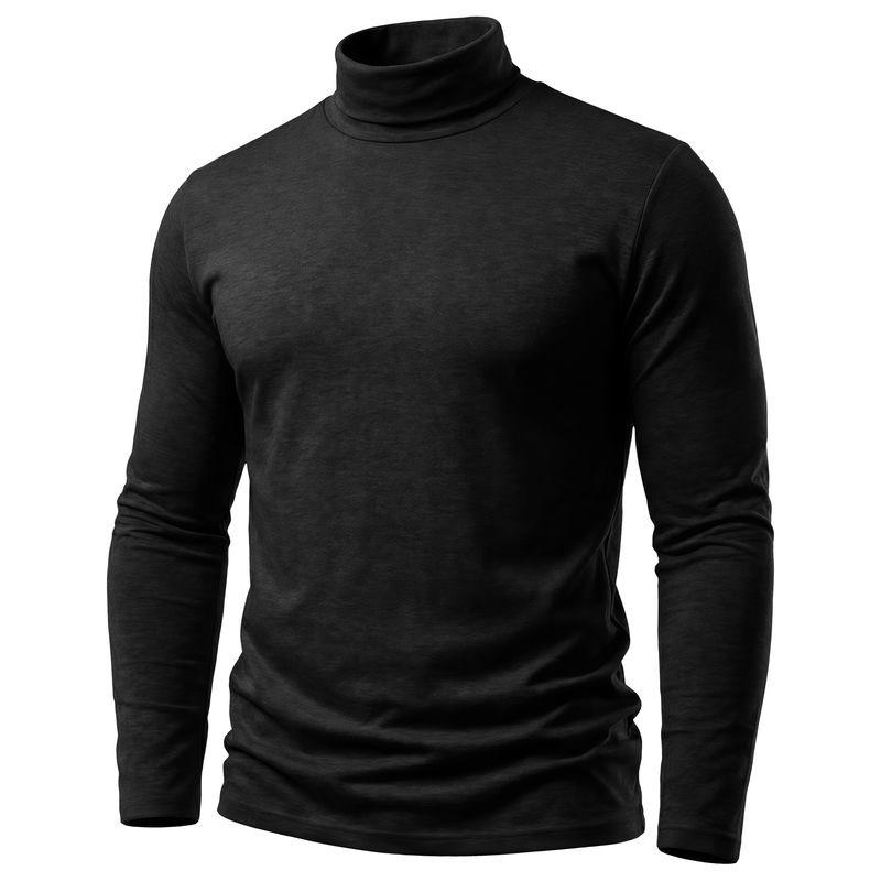 Men Turtleneck Solid Heather Slim Fit Long Sleeve Basic Thermal Shirt