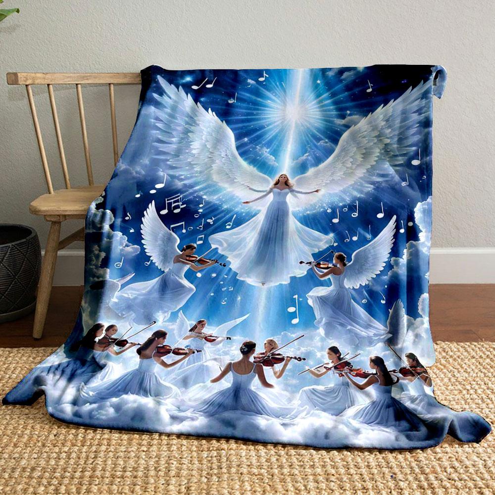 Angelic Violin Choir Blanket Printed Blanket for Living Room Bed Couch lunch break Soft Cozy Blanket for Friend's festival Gift