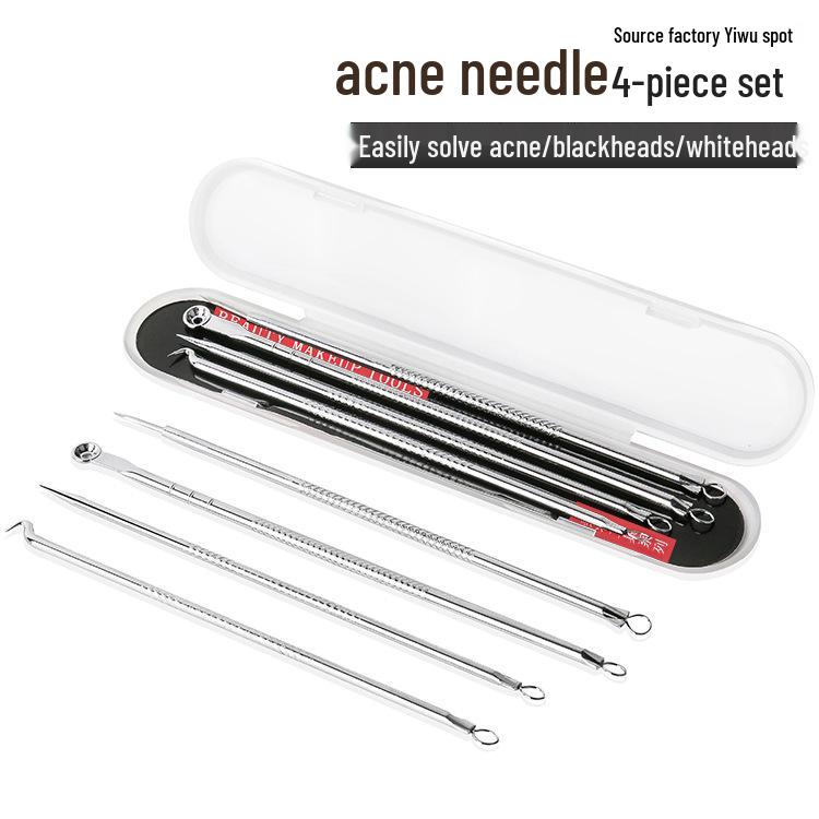 Набор из 4 предметов для удаления черных точек и акне: Инструменты для красоты лица с иглой для удаления прыщей