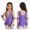 Girls Showman Costume Sleeveless Mesh Splice V Shape Back Leotard Attachable Arm Sleeves