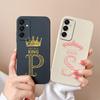 Popular Crown Letters Back Cover For Samsung Galaxy A06 A16 C55 M55 M35 5G S24 FE Bumper Screen Protector Soft Liquid Silicone Cases For Samsung Shell