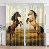 2 шт., занавески на окна в стиле ар-деко с рисунком лошади для гостиной, спальни, HD-печать, устойчивые к выцветанию, полиэстеровые шторы, домашний декор