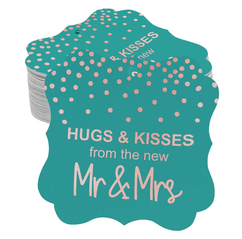 Inkdotpot Бирки для поцелуев и объятий с новой свадебной сувенирной скобой в форме подарочных бирок из настоящей золотой фольги для бонбоньерок