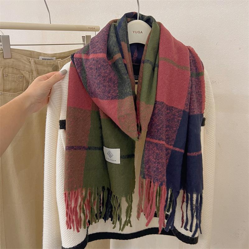 Женский шарф из пашмины, однотонный зимний кашемировый шарф, женские длинные шарфы, палантины для женщин