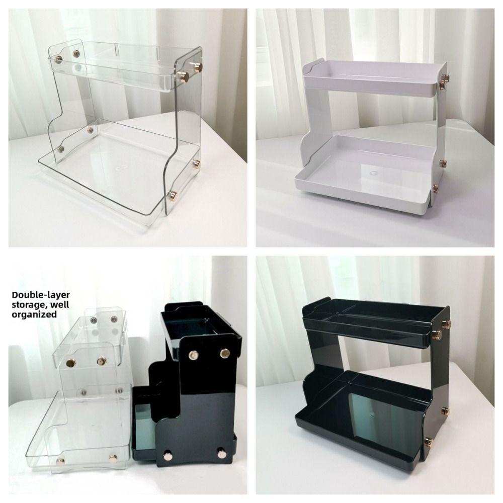 Acrylic Double Layer Storage Rack Anime Figurine Organizer Model Shelf Cosmetic Storage Rack Storage Holder Plastic