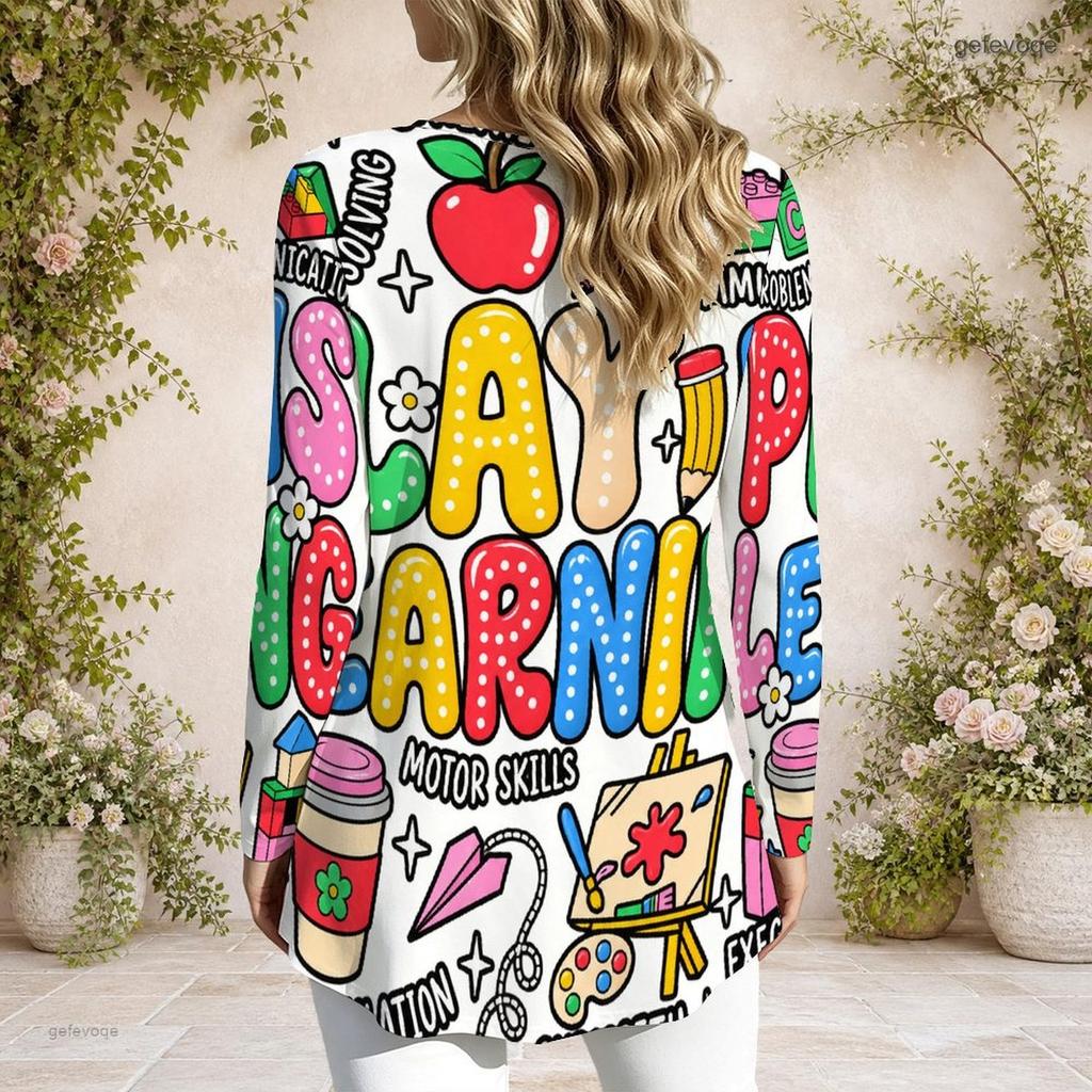 Women Plus Size Long Sleeve Casual T Shirt Metal Ring Neck Ornament Relaxed Daily Outfit Top