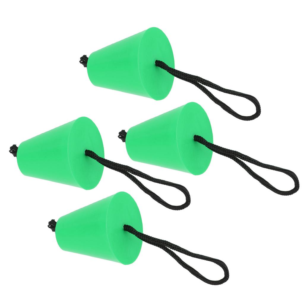 4pcs Scupper Plug Kit with Lanyard Flexible Silicone Drain Holes Stopper Bung Universal for Kayaks CanoesGreen
